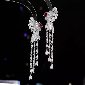 Роскошные серьги из микроциркония, аксессуары для осени и зимы, китайские веерообразные серьги с бахромой для банкетного платья, женские