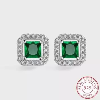 Роскошные серьги из стерлингового серебра для женщин, модные серьги с зеленым цирконом, вечерние украшения, подарок на годовщину, серебряные украшения S925 синий