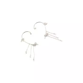 Роскошные серьги-каффы из циркония для девочек, серьги-клипсы в корейском стиле, бабочка, ушной крючок right