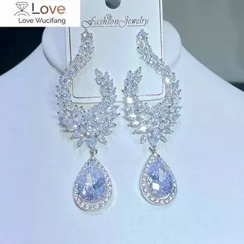 Роскошные серьги-капли из кубического циркония для свадебной вечеринки, модные украшения для женщин