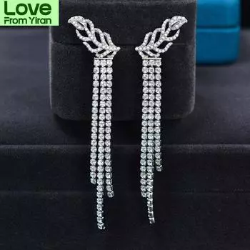 Роскошные серьги-капли из стерлингового серебра S925 пробы для женщин, сверкающие серьги с бриллиантами, ювелирные изделия для девушек и женщин, 19 * 76 мм, серьги-кисточки