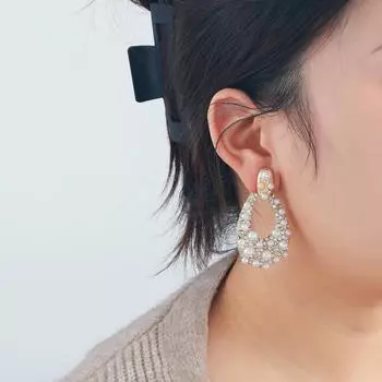 Роскошные серьги-капли с бриллиантами и жемчугом — элегантный геометрический дизайн для женщин шампанского