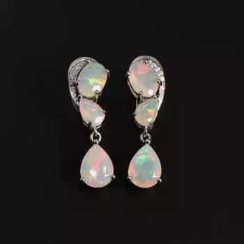 Роскошные серьги-капли с натуральным опалом и серебром 925 пробы, элегантный дизайн, женская повседневная одежда, модный подарок M белый