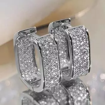 Роскошные серьги-кольца из фианита в корейском стиле для женщин, металлические, серебристо-золотые, простые, универсальные, для девушек, популярные ювелирные изделия белый