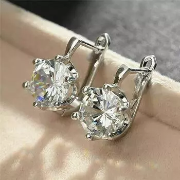 Роскошные серьги-кольца из стерлингового серебра 925 пробы с круглым кубическим цирконием для женщин, свадебные серьги по индивидуальному заказу, ювелирные изделия