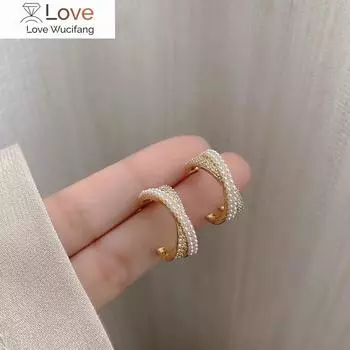 Роскошные серьги-кольца с перламутровым цирконием в форме креста для женщин, модные высококачественные серьги, женские модные элегантные ювелирные изделия