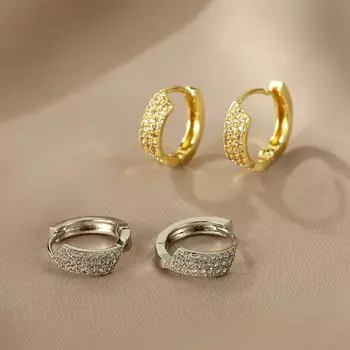 Роскошные серьги-кольца со стразами и кристаллами для женщин, роскошные романтические круглые серьги, минималистичные вечерние украшения с цирконием, аксессуары для ушей