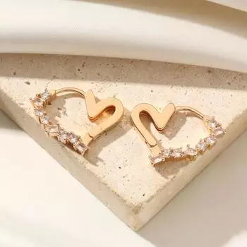 Роскошные серьги-кольца в форме сердца для женщин, серьги с кубическим цирконием, ювелирные изделия, аксессуары для свадебной вечеринки золотой