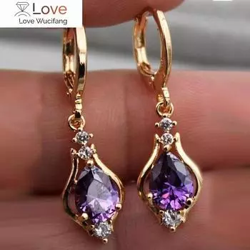 Роскошные серьги-подвески из натурального драгоценного камня в форме капли с бриллиантами и цирконием для женщин в подарок золотой