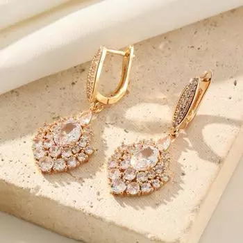 Роскошные серьги-подвески в форме геометрической фигуры для женщин, серьги с кубическим цирконием, ювелирные изделия, аксессуары для вечеринок золотой