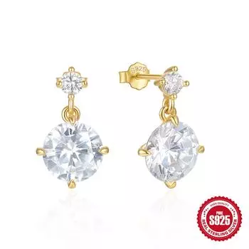 Роскошные серьги с бриллиантами из серебра 925 пробы для женщин, помолвочные, свадебные, аксессуары для свадебного сезона, серьги-пусеты с крупными бриллиантами, популярные 925 Silver