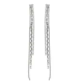 Роскошные серьги с длинной бахромой, полностью усыпанные бриллиантами, для интернет-знаменитостей, супер-блестящие, с выразительной индивидуальностью, преувеличенная цепочка для ушей copper