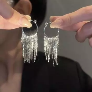 Роскошные серьги с кисточками для женщин, гипоаллергенные серебряные серьги-кольца, аксессуары для пирсинга, ювелирные изделия