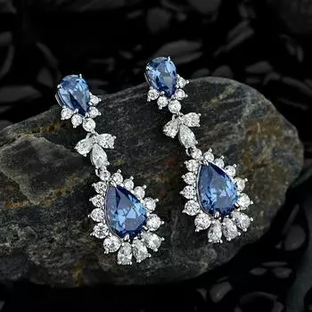 Роскошные серьги с высокоуглеродистыми бриллиантами грушевидной огранки, подарок на свадьбу, помолвку, годовщину, ювелирные изделия из стерлингового серебра 925 пробы