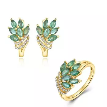 Роскошные серьги с застежкой из настоящего изумруда, стерлинговое серебро 925 пробы, натуральный драгоценный камень, ювелирные изделия для женщин, подарок на день рождения, годовщину US RING SIZE:6# зелёный