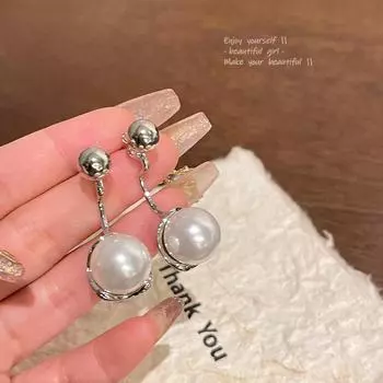 Роскошные серьги с жемчугом из серебра 925 пробы — модный, нишевый, холодный стиль A1671 серебряный