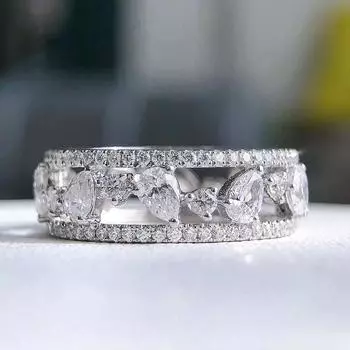 Роскошные серебряные кольца для женщин, блестящие кольца с кубическим цирконием, модные женские кольца на палец, вечерние универсальные ювелирные изделия 7