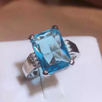 Роскошные серебряные кольца для женщин, кольцо с синим кристаллом и цирконом, свадебное женское квадратное кольцо, обещание, помолвка, ювелирные изделия для любви, подарки 6 синий