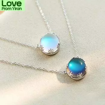 Роскошные серебряные ожерелья S925, подвески для женщин, ювелирные украшения, женская подвеска с лунным камнем, женское подарочное ожерелье