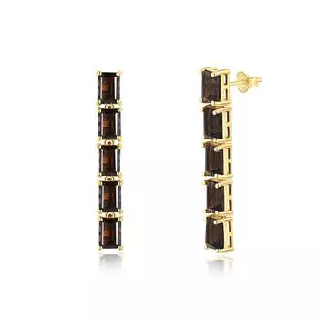 Роскошные серебряные серьги в нежном стиле с дымчатым кварцем и натуральными драгоценными камнями, модные элегантные модные элегантные серьги для женщин и девочек, одежда для банкетов и вечеринок M жёлтый