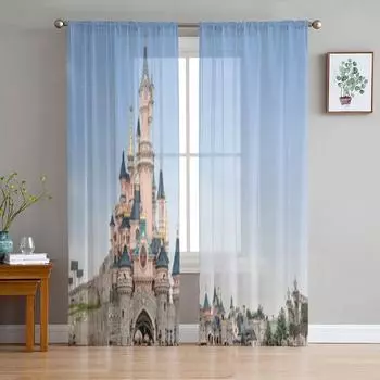 Роскошные шифоновые прозрачные шторы «Замок красоты» для гостиной, спальни, украшение, оконная вуаль, тюлевая занавеска 135W x 114H(cm)
