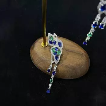Роскошные синие зеленые серьги-подвески с цирконом AAAAA для женщин, свадебные и помолвочные женские серьги, ювелирные изделия из стерлингового серебра 925 пробы