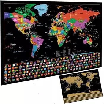 Роскошные скретч-карты путешествий с подробными странами, городами, достопримечательностями - изысканные скретч-карты в акварельном стиле для подарка 30x42 cm как