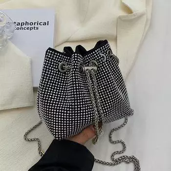 Роскошные сумки через плечо со стразами для женщин, сумки-ведра с жемчужными цепочками, сумки через плечо с завязками на подмышках, сумка-мессенджер