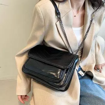 Роскошные сумки на цепочке для женщин с V-образной вышивкой, двумя ремнями, дизайнерская сумка через плечо с несколькими карманами, женская сумка