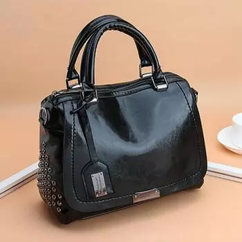 Роскошные сумки с заклепками, женская сумка из искусственной кожи с блестками, винтажная сумка через плечо, роскошная женская сумка с ручкой сверху 28x14x20cm коричневый