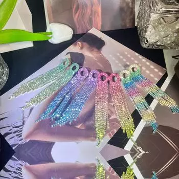 Роскошные супер блестящие длинные серьги-кисточки с кристаллами, женские серьги премиум-класса Feeling Temperament, свадебные серьги