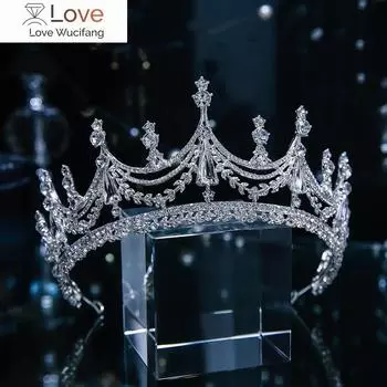 Роскошные свадебные диадемы в стиле барокко с геометрическим кристаллом и короной, большие стразы, диадема для выпускного вечера, повязки на голову для невесты, свадебные аксессуары для волос