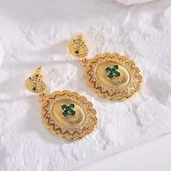 Роскошные свадебные длинные серьги с цирконом CMM золотого цвета золотой