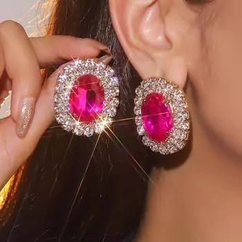 Роскошные сверкающие геометрические овальные серьги, модные нежные хрустальные серьги, женские серьги, 1 пара