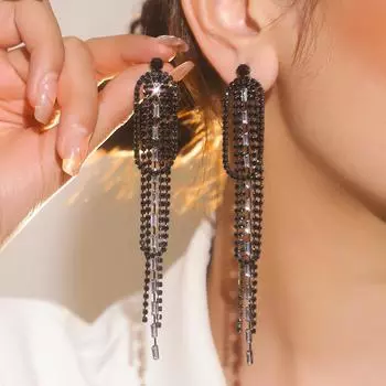 Роскошные сверкающие хрустальные длинные серьги-кисточки для женщин, модные серьги из циркония, серьги со стразами
