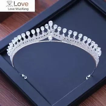 Роскошные сверкающие кубические цирконии свадебные короны тиары маркиз - огранка циркон Cz стразы выпускной корона диадема хрустальные украшения для волос Length 30cm, width 14cm