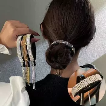 Роскошные сверкающие стразы, трендовая женская заколка для волос, пластиковый держатель для хвоста, головные уборы, женские аксессуары для волос белый