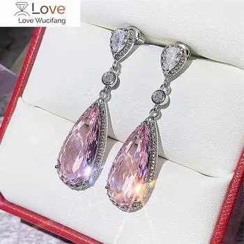 Роскошные темпераментные женские серьги-подвески с розовым цирконием, нежный дизайн, свадебные аксессуары, эстетические украшения