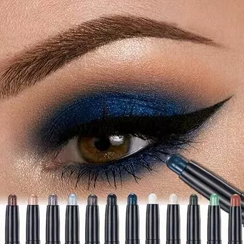 Роскошные тени для век в виде стика Shimmer & Matte Easy Glide, стойкий водостойкий макияж для глаз с натуральными черными, синими и зелеными тонами 01