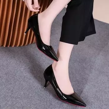 Роскошные туфли-лодочки для женщин, красные блестящие туфли-лодочки, брендовые туфли большого размера на высоком каблуке, сексуальные свадебные туфли с острым носком 35