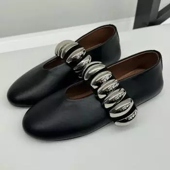 Роскошные туфли-лодочки на плоской подошве, женские дизайнерские туфли с металлической пряжкой, модные лоферы Мэри Джейн с круглым носком, женские удобные балетные танцевальные туфли 35