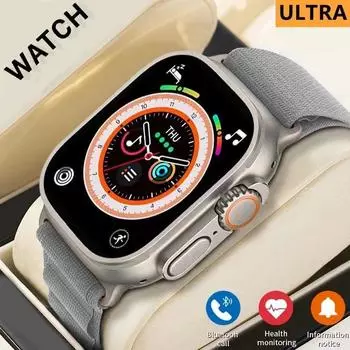Роскошные NFC Smartwatch Amoled Screen Всегда показывают время Bluetooth Call Ultra Watch Series 10 9 Часы Мужчины Спорт Здоровье Женщины Smart Watch 49mm чёрный