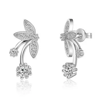 Роскошные уникальные серьги женские украшения подарок на день святого валентина женские аксессуары для вечеринок и свадеб маленькие серьги из свежего цветка циркония copper белого золота