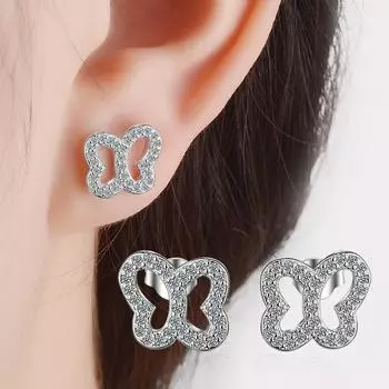 Роскошные уникальные серьги женские украшения подарок на день святого валентина женские аксессуары для вечеринок и свадеб универсальные серьги-банты из циркония женские милые украшения для ногтей copper белого золота