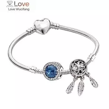 Роскошные ювелирные изделия Модные моменты Браслет-змея с застежкой в форме сердца, сверкающий синий диск, духовный ловец снов, очаровательный, элегантный 16