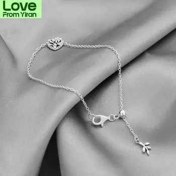 Роскошные ювелирные изделия Модные моменты стерлингового серебра 925 пробы Сердце Семейное древо Застежка Цепной браслет Элегантная любовь Популярный подарок высокого качества