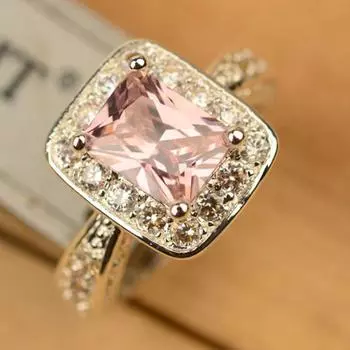 Роскошные ювелирные изделия серебряного цвета, квадратной формы, со стразами, подарок на годовщину, кольцо, размер 6-10 6 золотой