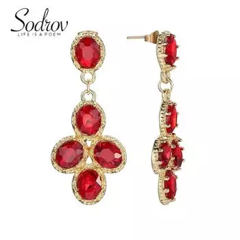 Роскошные ювелирные изделия SODROV, винтажные золотые рубиновые серьги-капли для женщин, серьги на свадьбу, помолвку, подарок