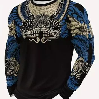 Роскошные узоры мужские футболки с длинным рукавом осень-зима 3D-принт футболка повседневный топ с коротким рукавом свободная мужская одежда S