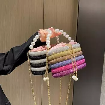 Роскошные вечерние сумочки для женщин Ослепительная жемчужная цепочка с бусинами Сумка через плечо Клатч для званого ужина Роскошные дизайнерские сумки
